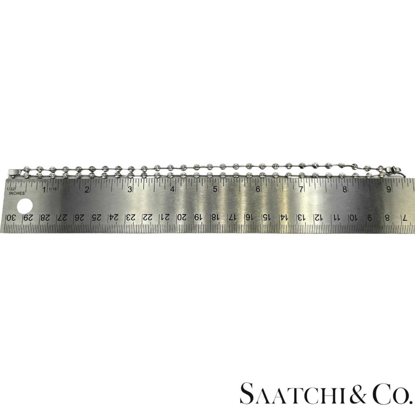 18K (750) White Gold Two Row Tennis Bracelet - 1.4 Ct Natural White Diamond