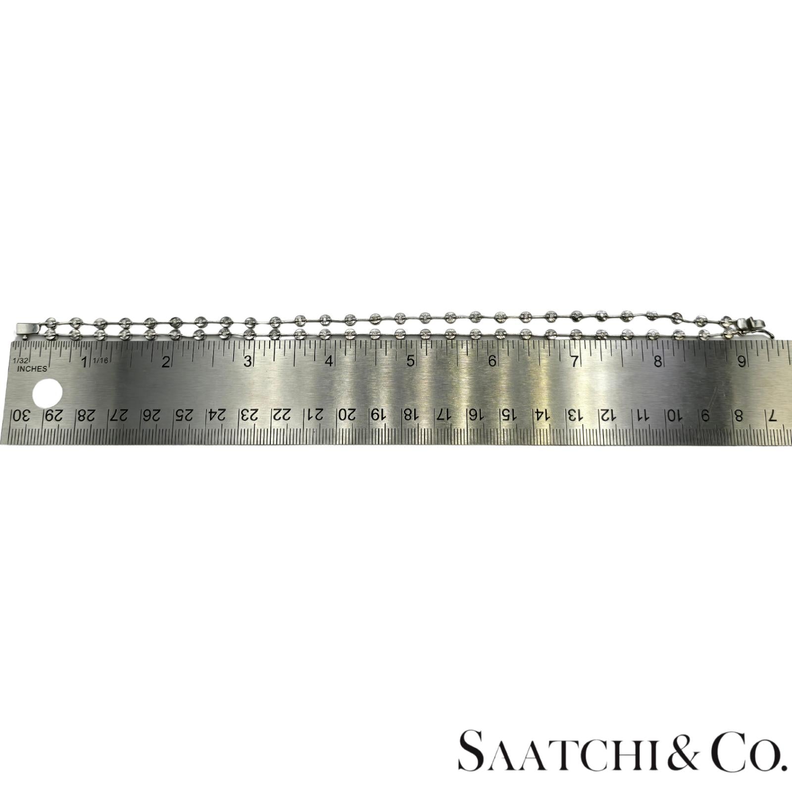 18K (750) White Gold Two Row Tennis Bracelet - 1.4 Ct Natural White Diamond