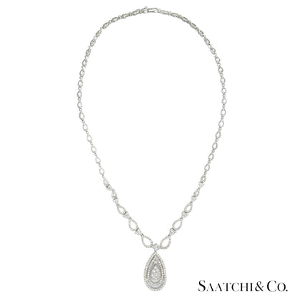 18K (750) White Gold and Natural Diamond Drop Pearl Shape Necklace