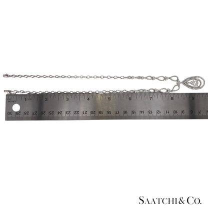 18K (750) White Gold and Natural Diamond Drop Pearl Shape Necklace