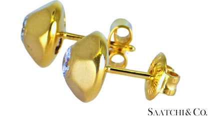 18K (750) Yellow Gold - Natural Round VVS-VS Diamond: Womens Earrings