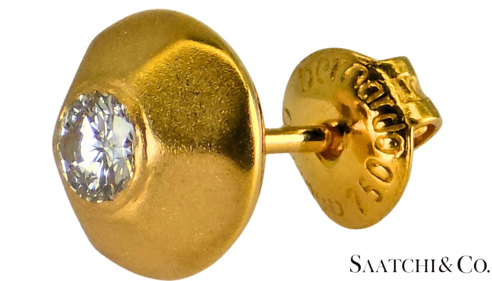 18K (750) Yellow Gold - Natural Round VVS-VS Diamond: Womens Earrings