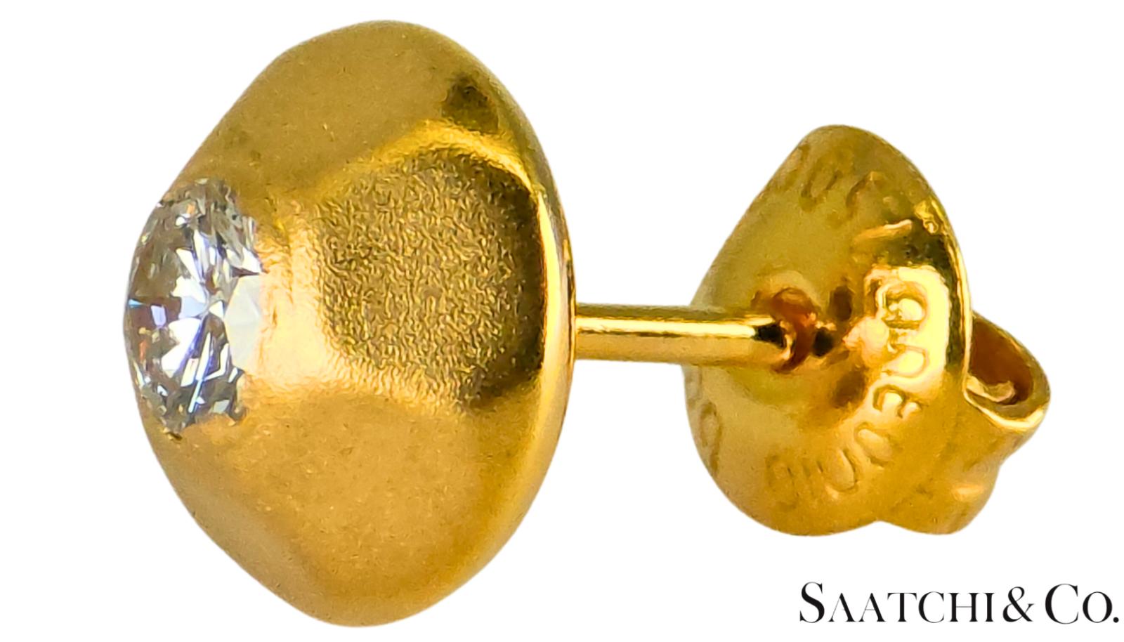 18K (750) Yellow Gold - Natural Round VVS-VS Diamond: Womens Earrings