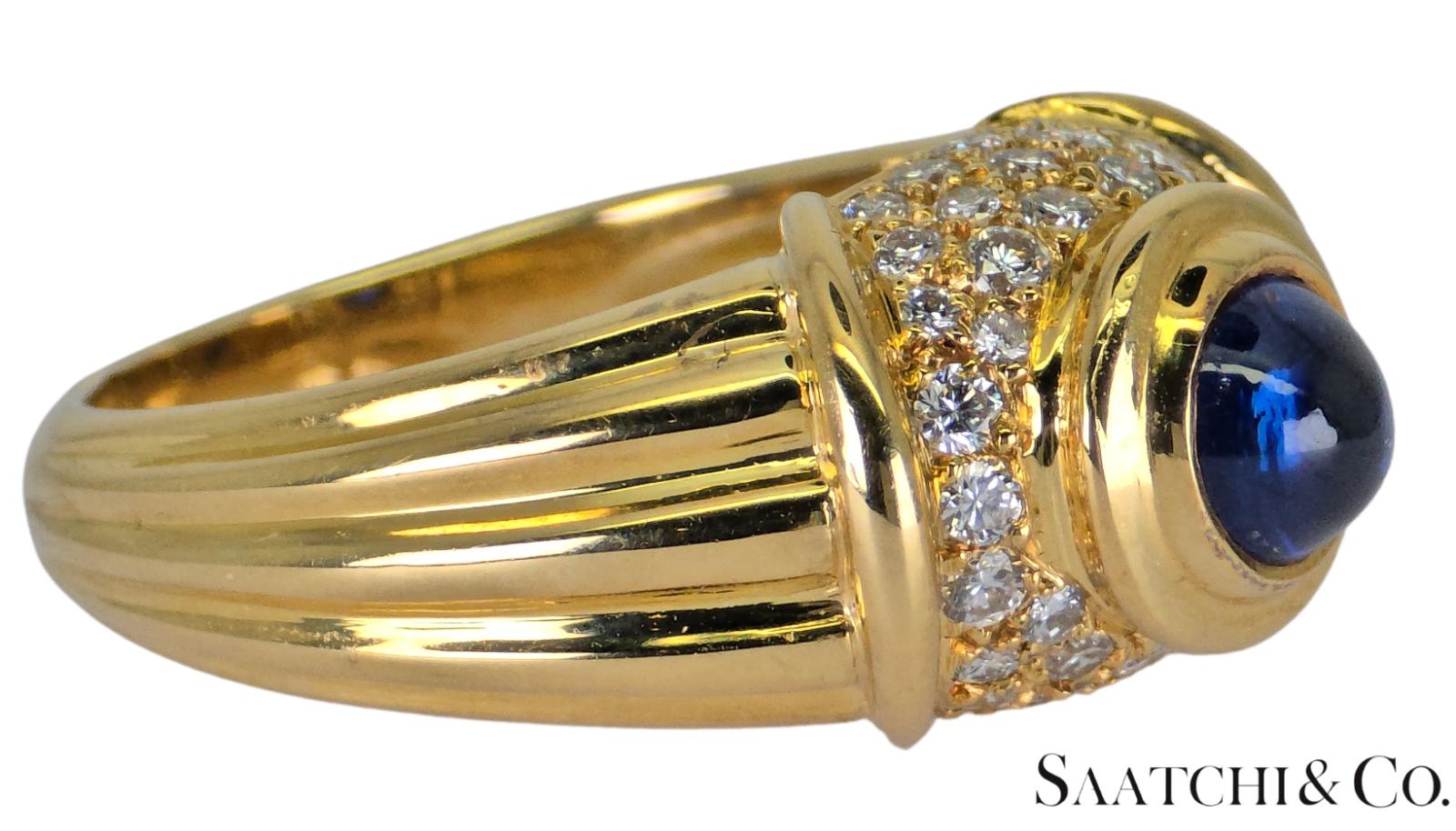 18K (750) Yellow Gold, VVS-VS 0.80 Ct Natural Diamond & 0.7 Ct Sapphire, 8.9gram