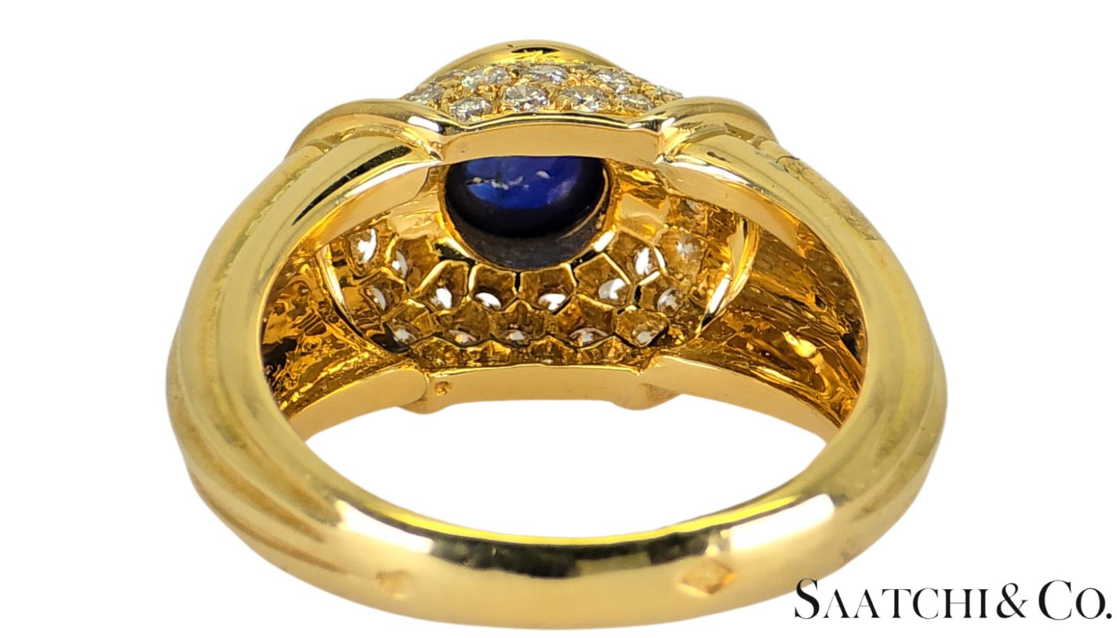 18K (750) Yellow Gold, VVS-VS 0.80 Ct Natural Diamond & 0.7 Ct Sapphire, 8.9gram
