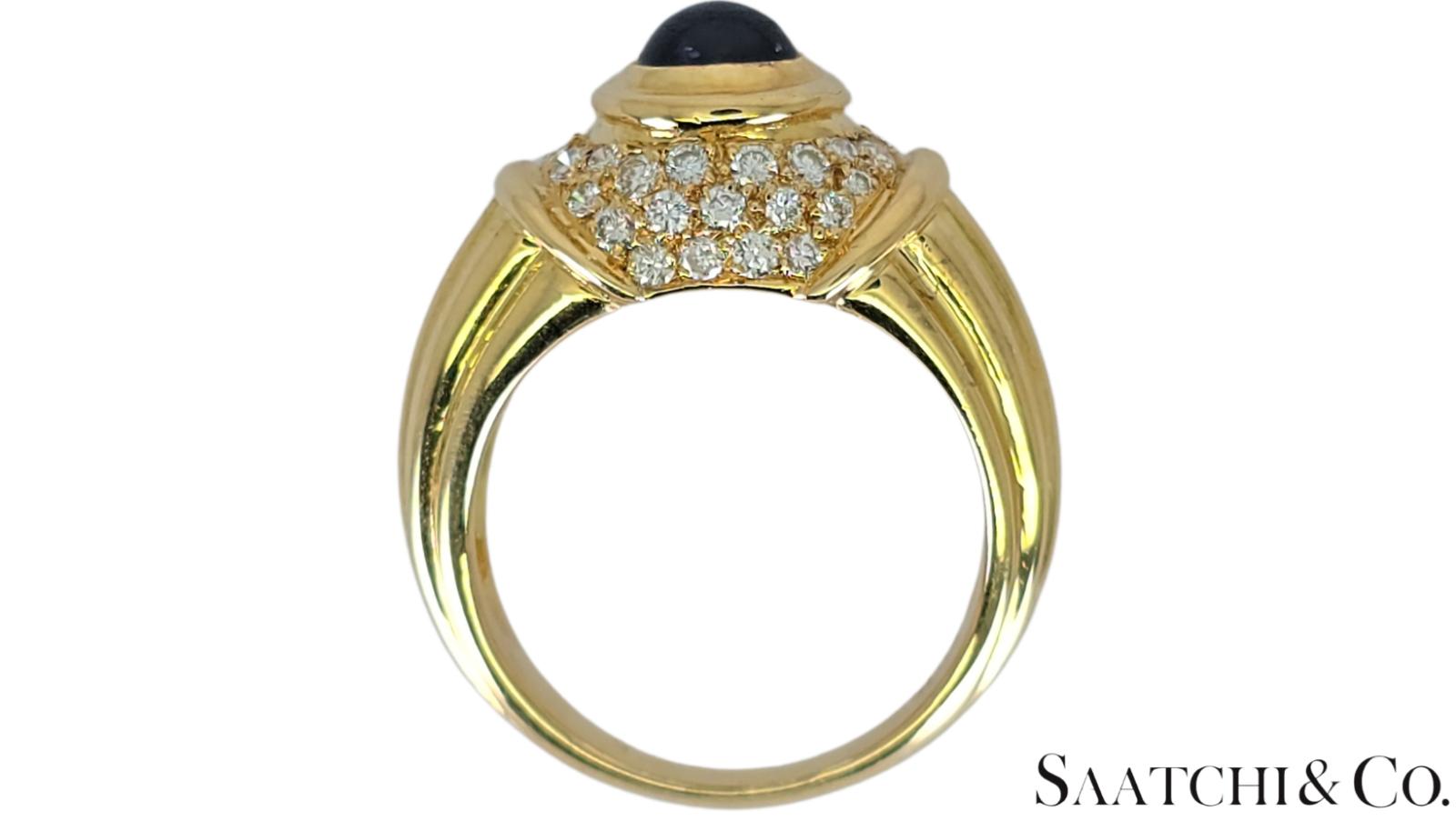 18K (750) Yellow Gold, VVS-VS 0.80 Ct Natural Diamond & 0.7 Ct Sapphire, 8.9gram