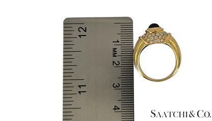 18K (750) Yellow Gold, VVS-VS 0.80 Ct Natural Diamond & 0.7 Ct Sapphire, 8.9gram