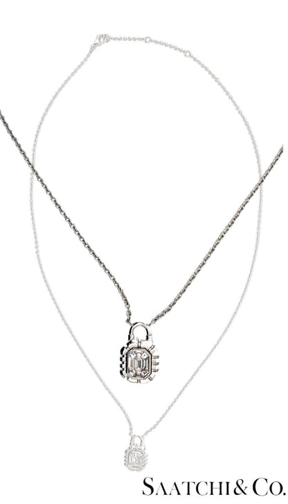 18K White Gold - 0.39 Ct Natural Diamond Luck Shape Pendant with Chain