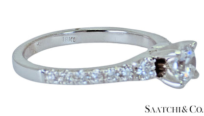 18K White Gold - Natural Diamond Solitaire ring Engagement/Anniversary/Wedding