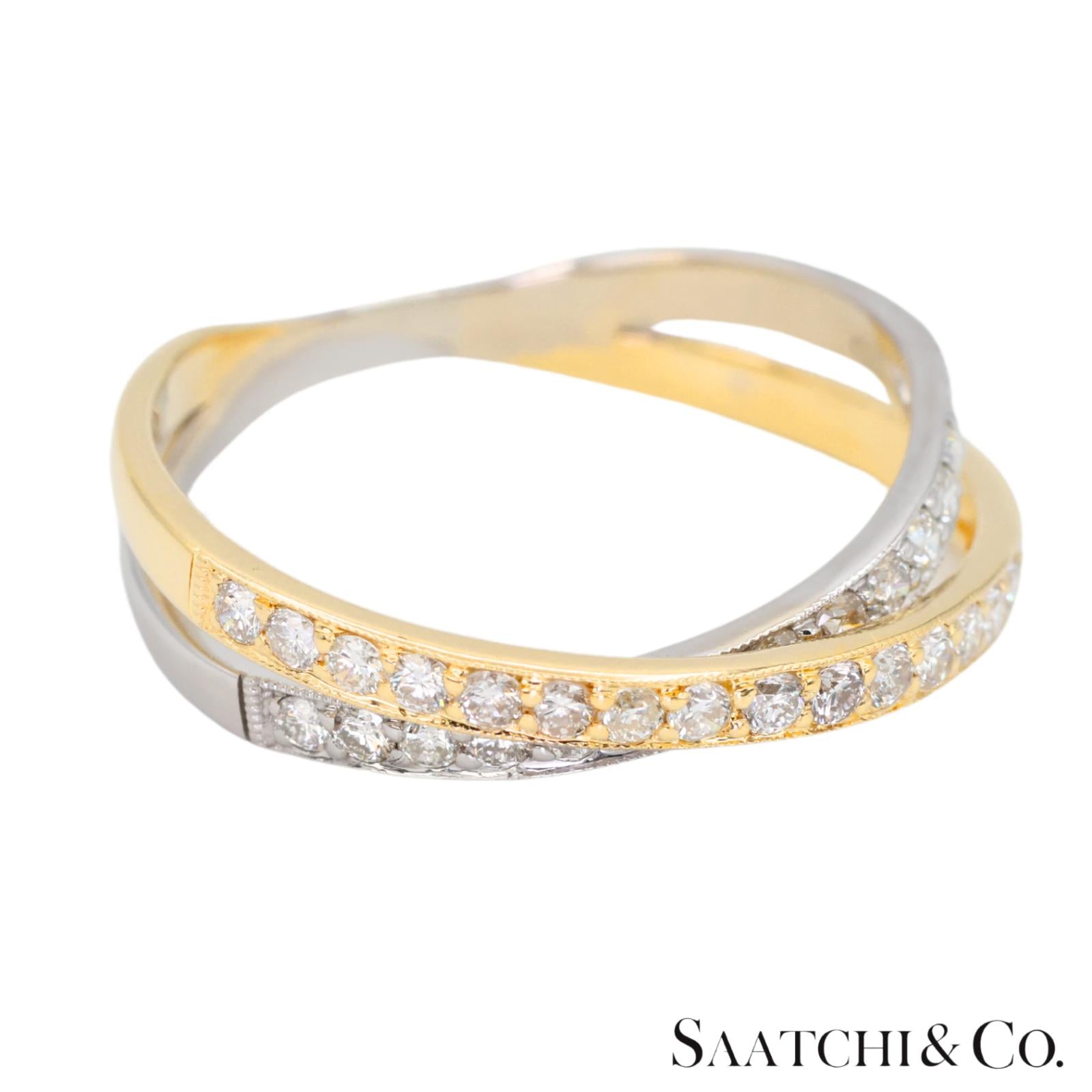18k (750) Two tone Natural DIamond Ring