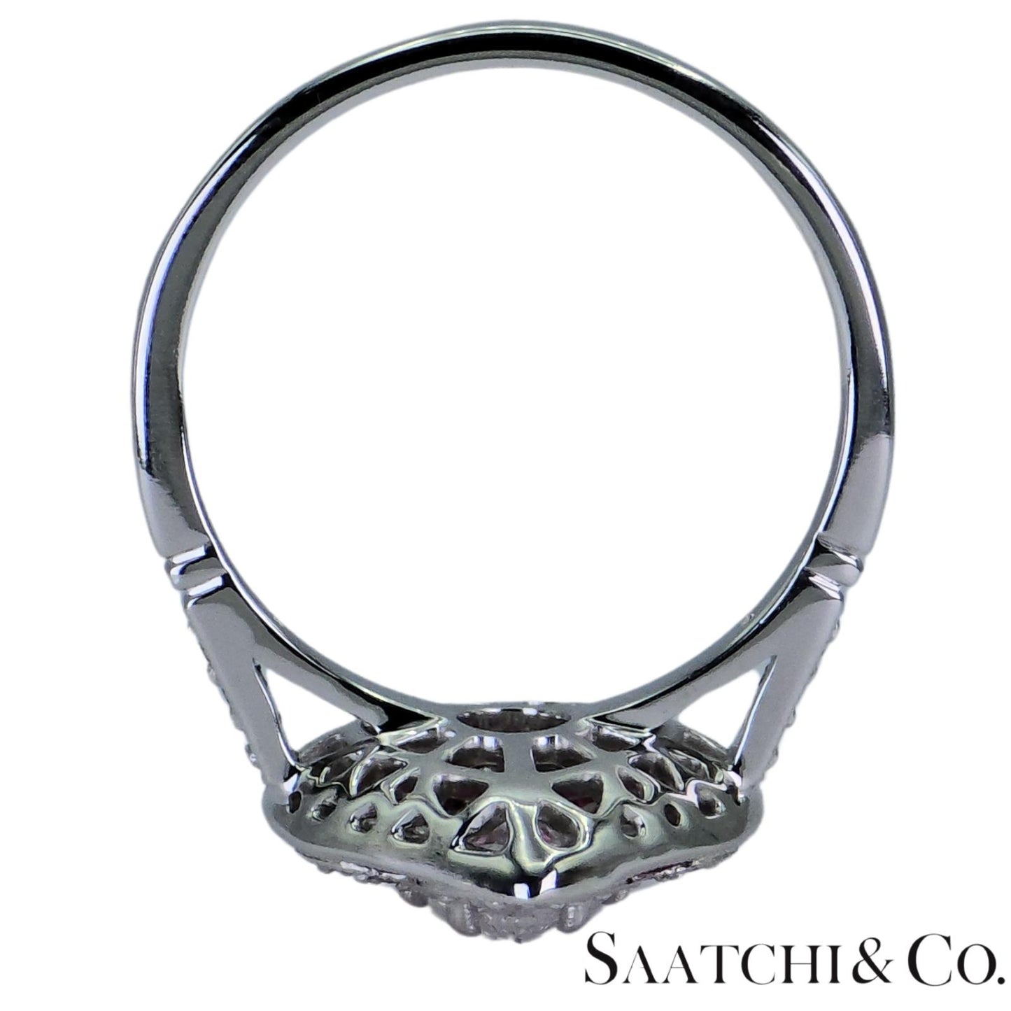 18k (750) White Gold - Pear Shape Ring: Natural Diamond and Ruby