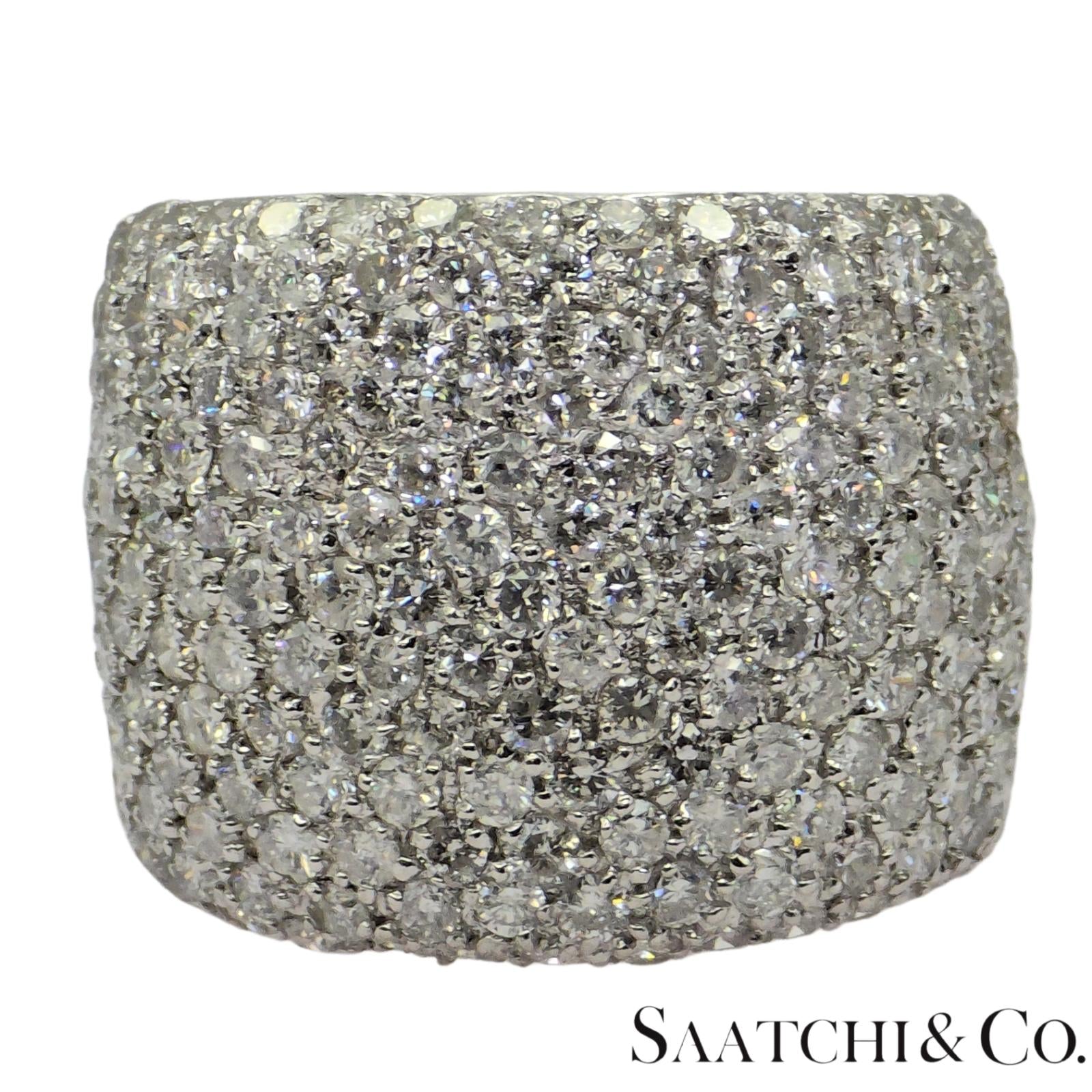 18k (750) White Gold 4 Ct Natural White Diamond Wide Band/Ring