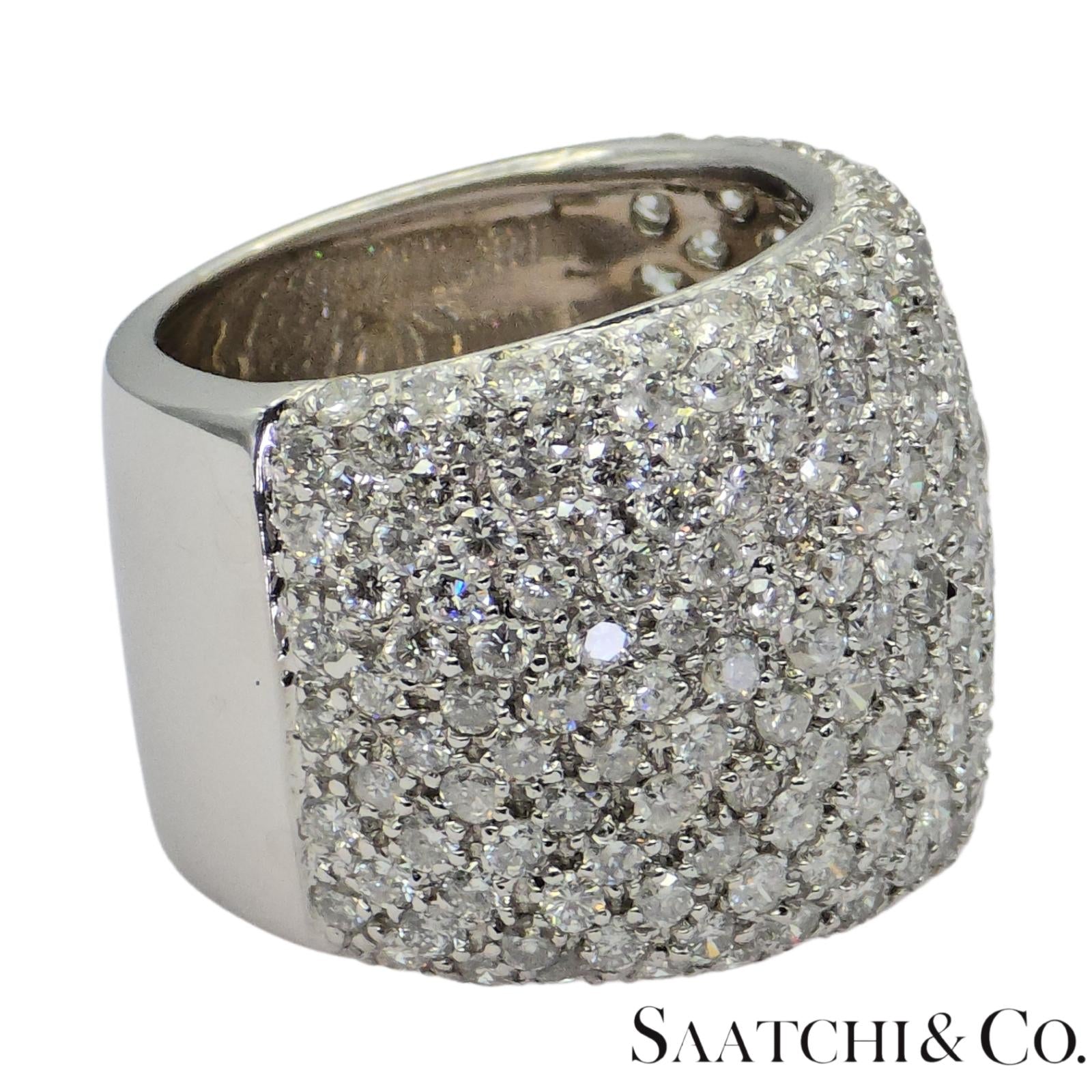 18k (750) White Gold 4 Ct Natural White Diamond Wide Band/Ring