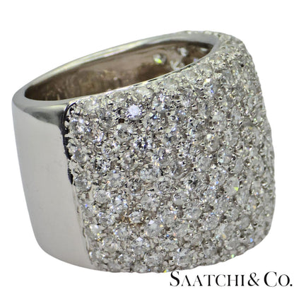 18k (750) White Gold 4 Ct Natural White Diamond Wide Band/Ring