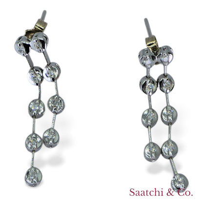 18k (750) White Gold Natural Diamond Chain Earrings