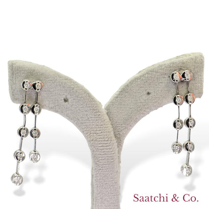 18k (750) White Gold Natural Diamond Chain Earrings