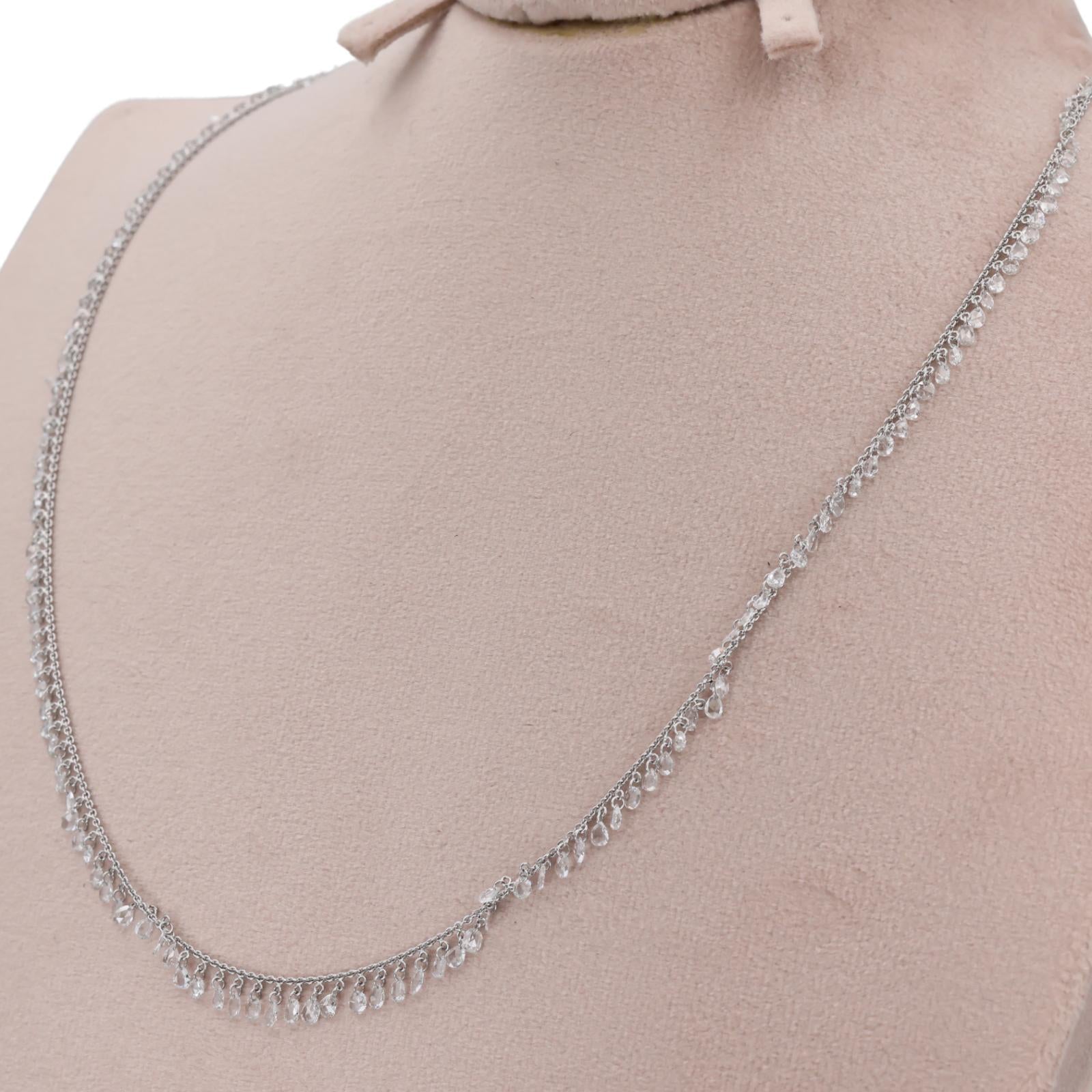 18k (750) White Gold Natural Diamond Chain Necklace