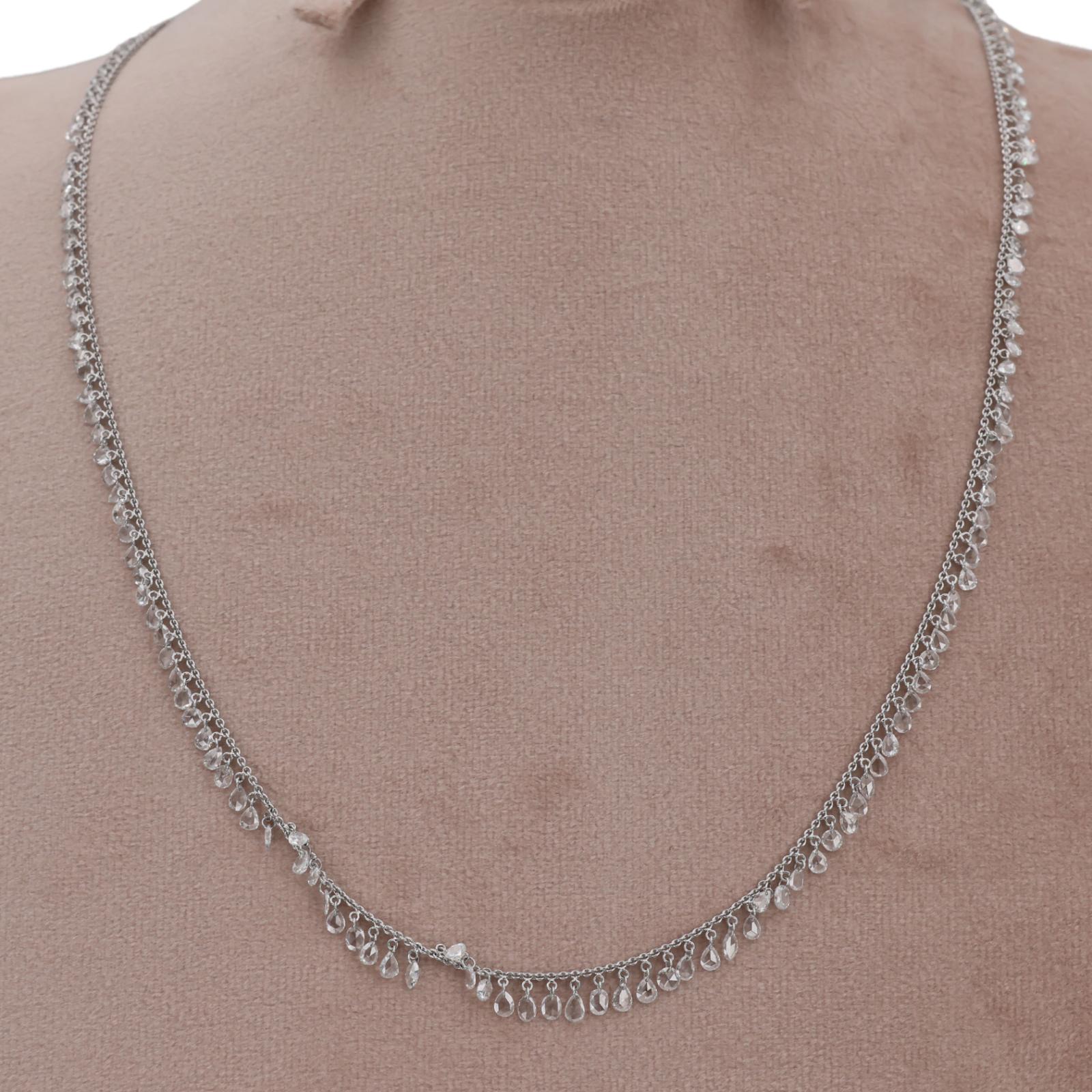 18k (750) White Gold Natural Diamond Chain Necklace