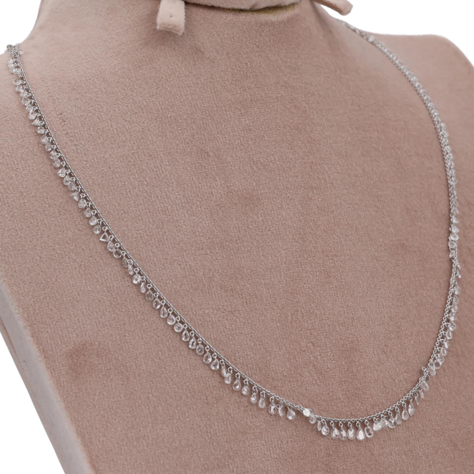 18k (750) White Gold Natural Diamond Chain Necklace