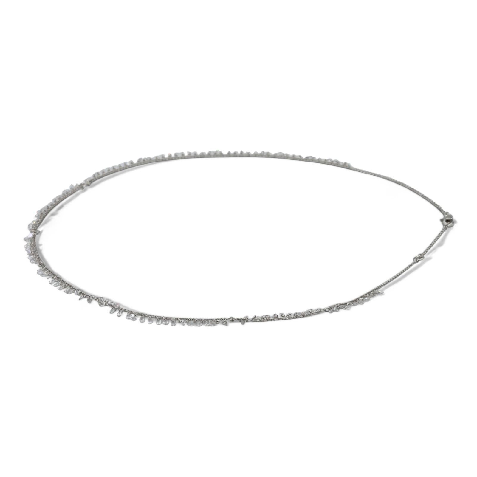 18k (750) White Gold Natural Diamond Chain Necklace
