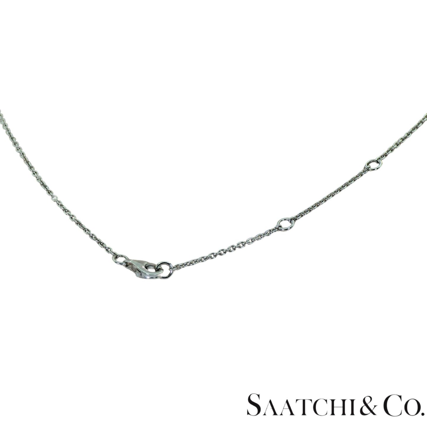 18k (750) White Gold Natural Diamond Illusion Emerald Pendant with Chain