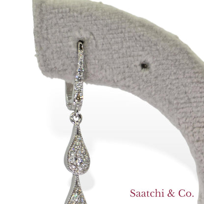 18k (750) White Gold Zambian Emerald and Natural Diamond Earrings