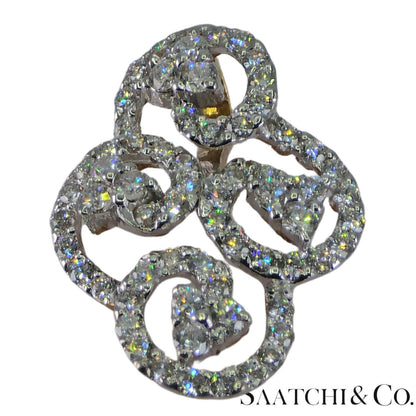 18k (750) White and Yellow Gold Natural Diamond Brooch / Pin