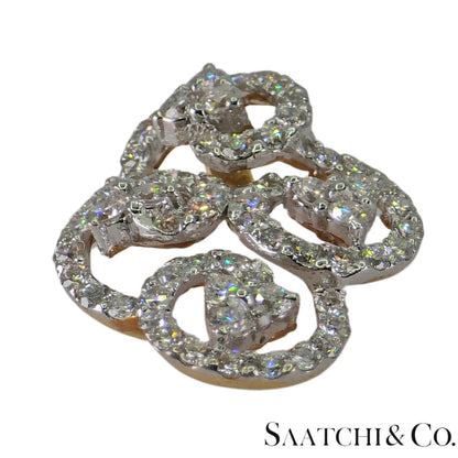 18k (750) White and Yellow Gold Natural Diamond Brooch / Pin