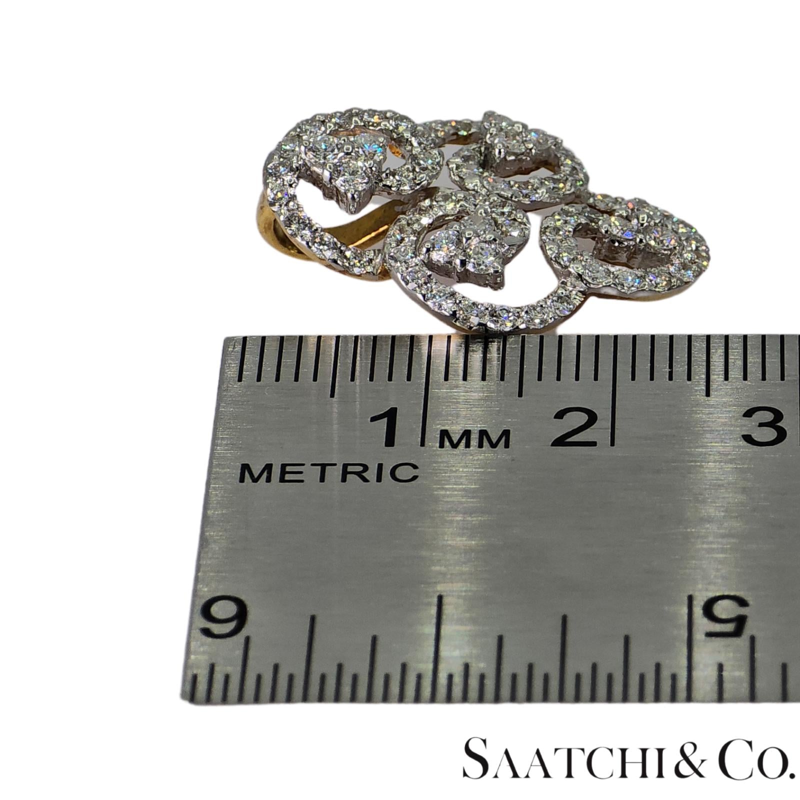18k (750) White and Yellow Gold Natural Diamond Brooch / Pin