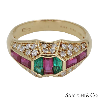 18k (750) Yellow Gold Natural Gemstone and Diamond Ring