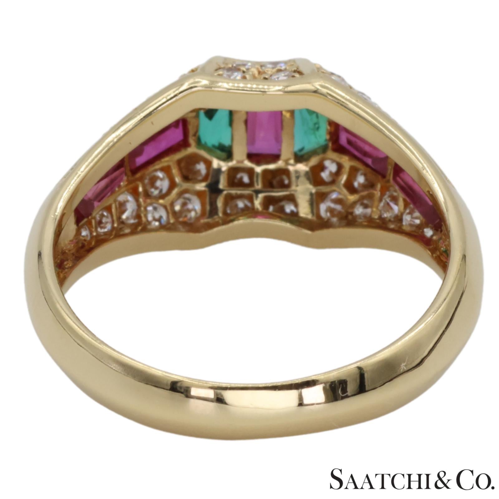 18k (750) Yellow Gold Natural Gemstone and Diamond Ring
