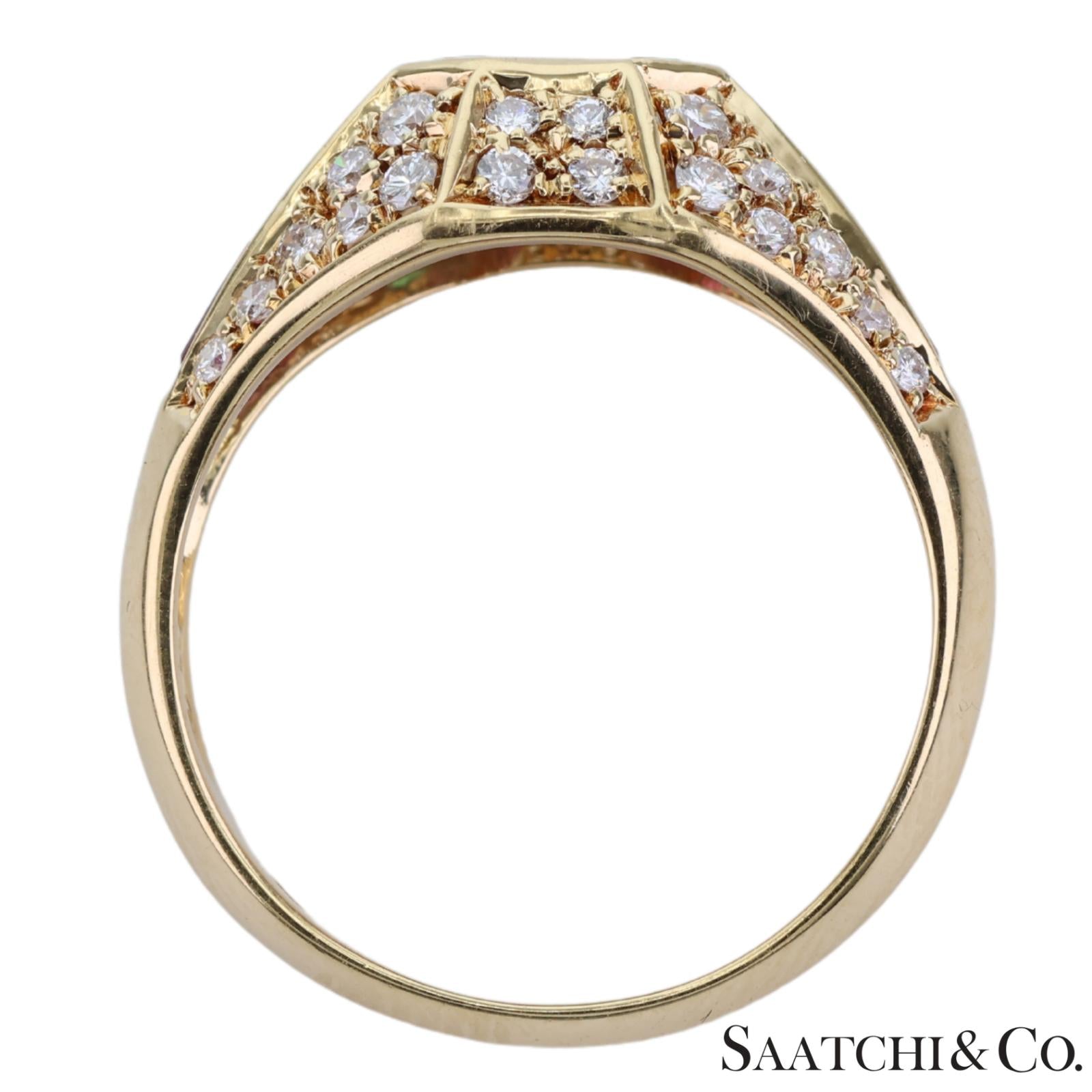18k (750) Yellow Gold Natural Gemstone and Diamond Ring