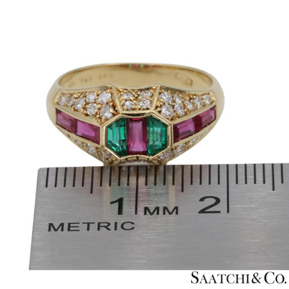 18k (750) Yellow Gold Natural Gemstone and Diamond Ring