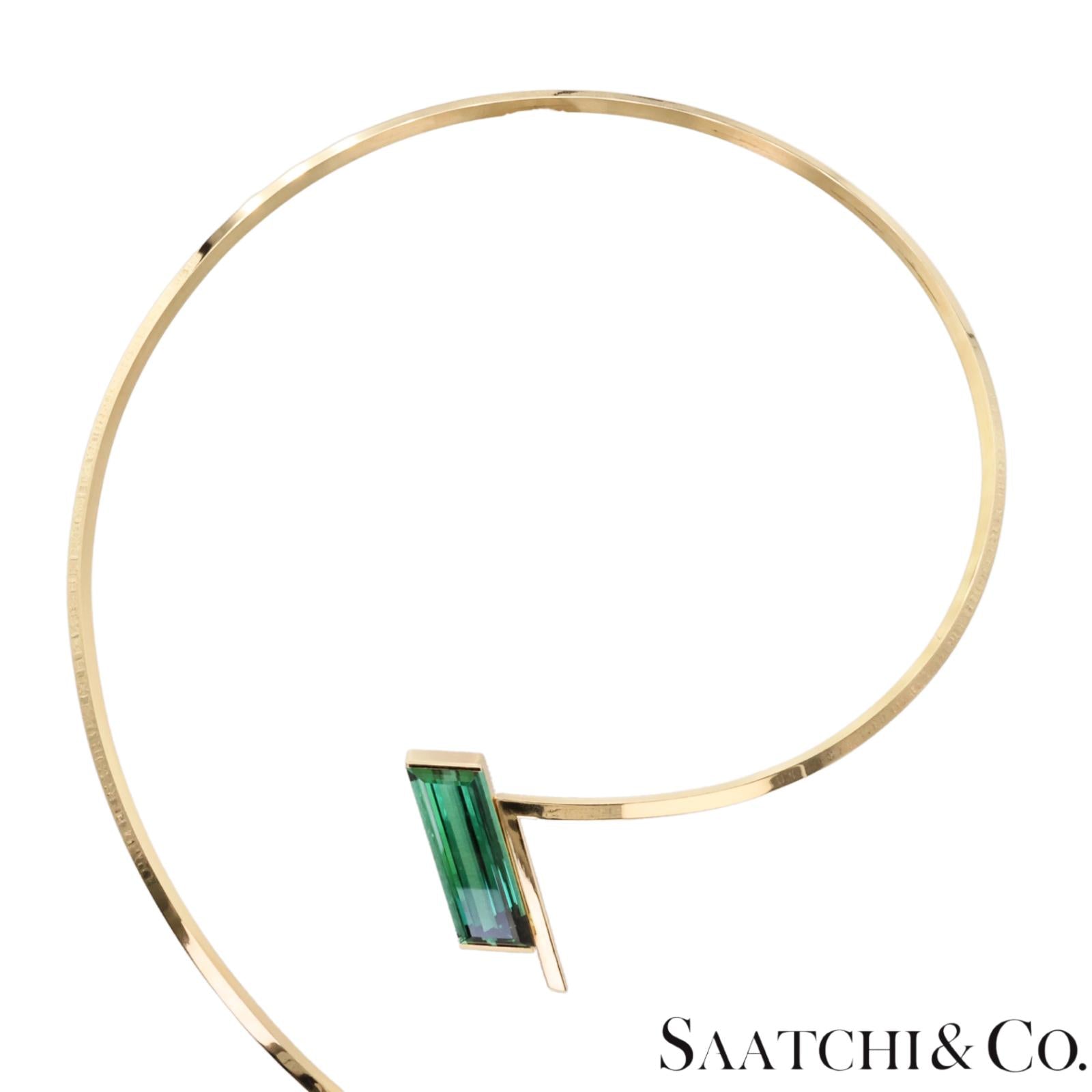 18k (750) Yellow Gold Stylish Tourmaline Necklace