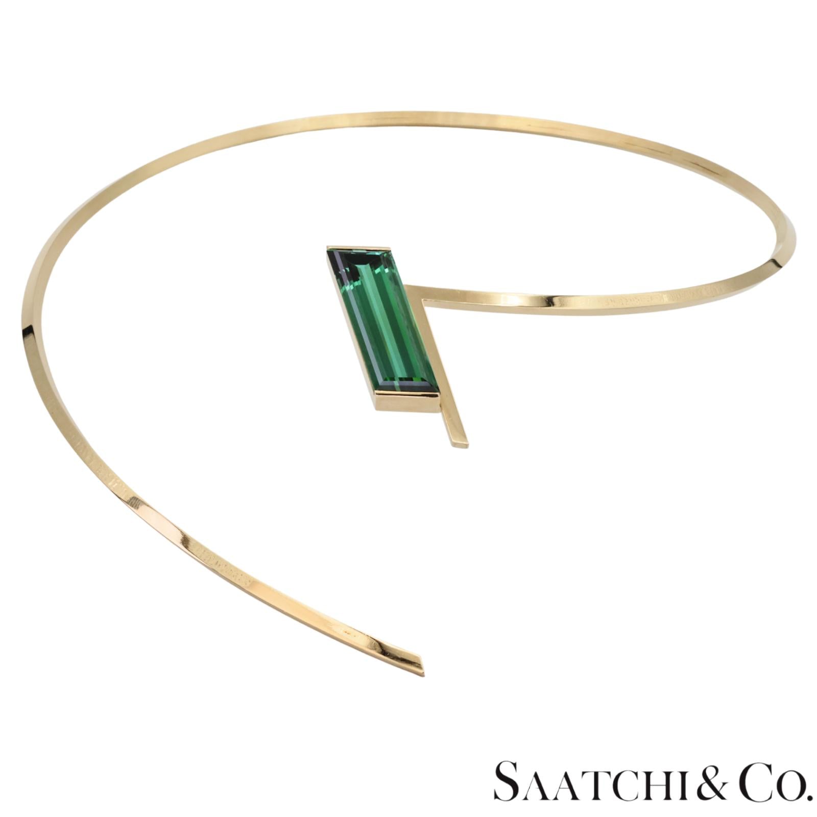 18k (750) Yellow Gold Stylish Tourmaline Necklace
