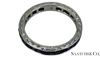 Vintage 14K White Gold Ring: 1.65 Ct Natural Sapphire, Elegant Design