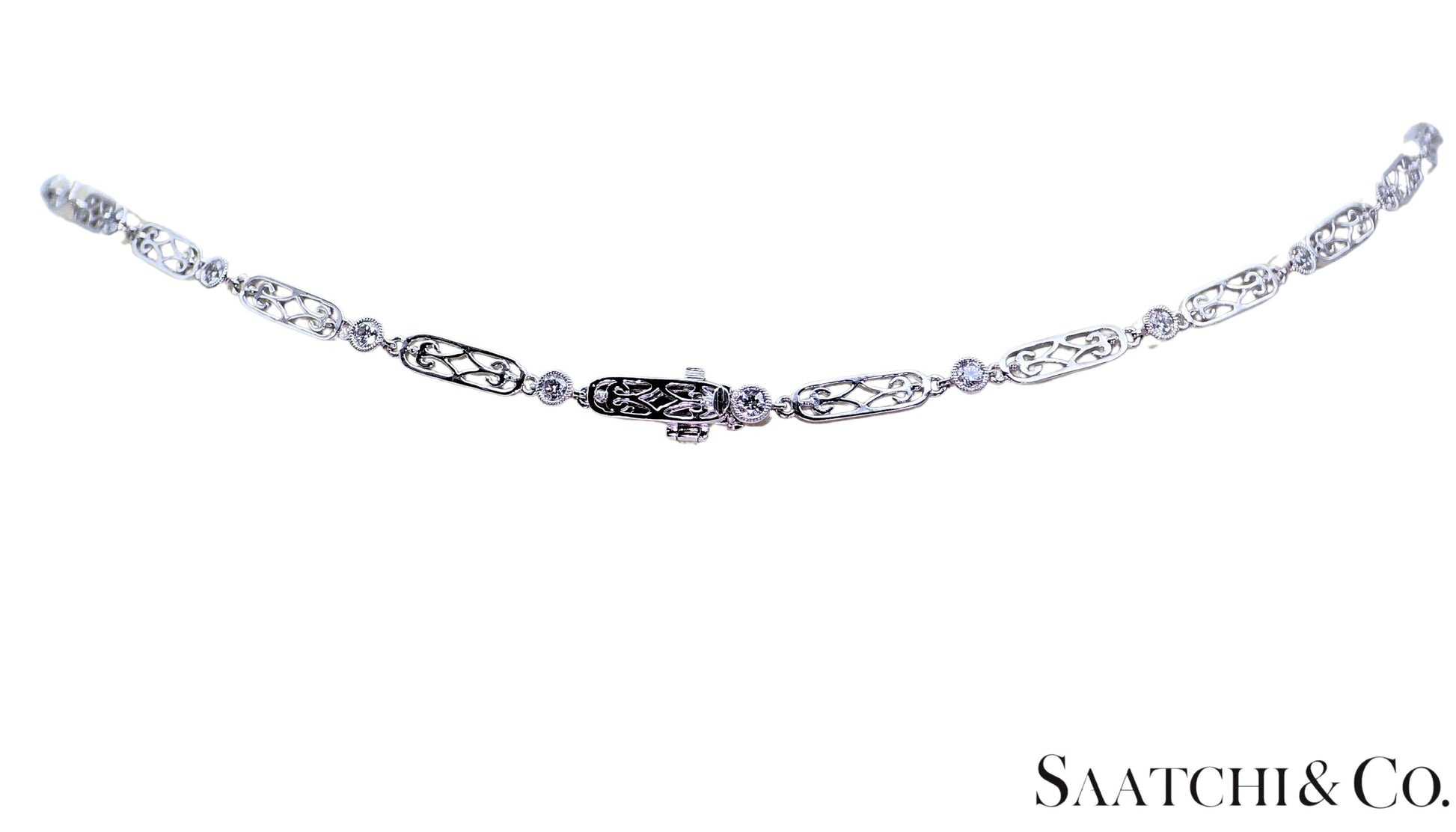 GIA Certified Diamond and Natural Sapphire in Platinum 950 Elegant Necklace