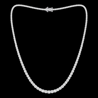 14K White Round Diamond Riviera Necklace