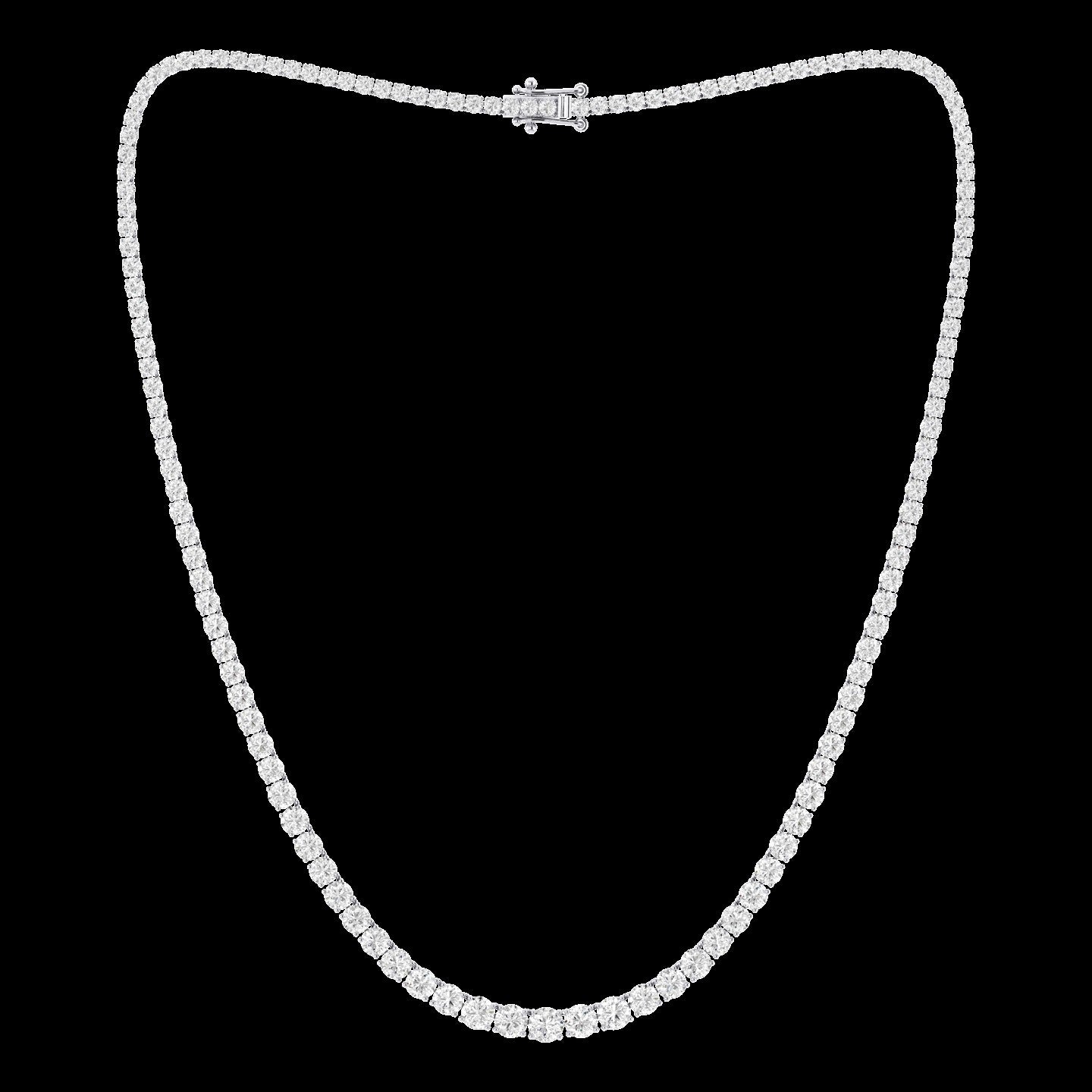14K White Round Diamond Riviera Necklace