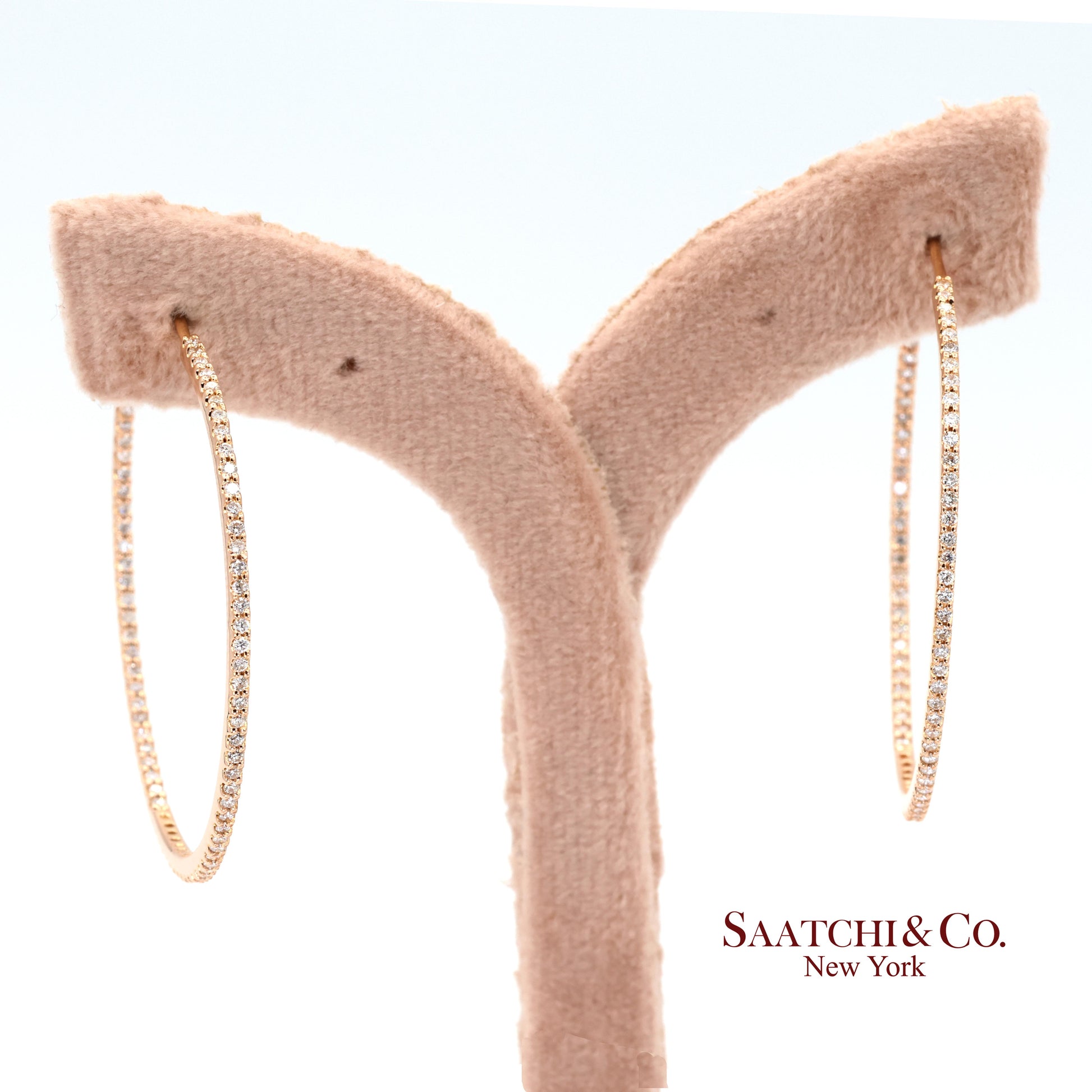 18k (750) Rose Gold Natural Diamond Hoop Earrings