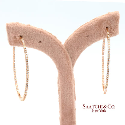 18k (750) Rose Gold Natural Diamond Hoop Earrings