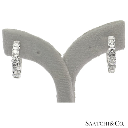 Natural Diamond Hoop Earrings 14K (585) White Gold