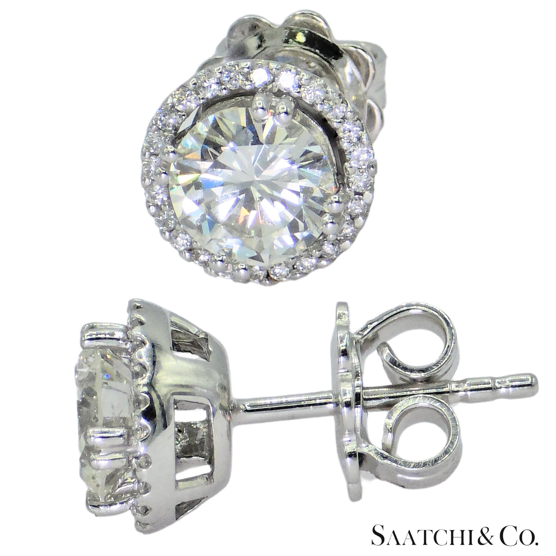 GIA Hilo Stud Natural Diamond Earring White 18k Gold