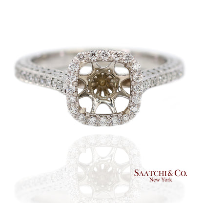 14K (585) White Gold Natural Brilliant Diamond Semi Mount Ring Size 7