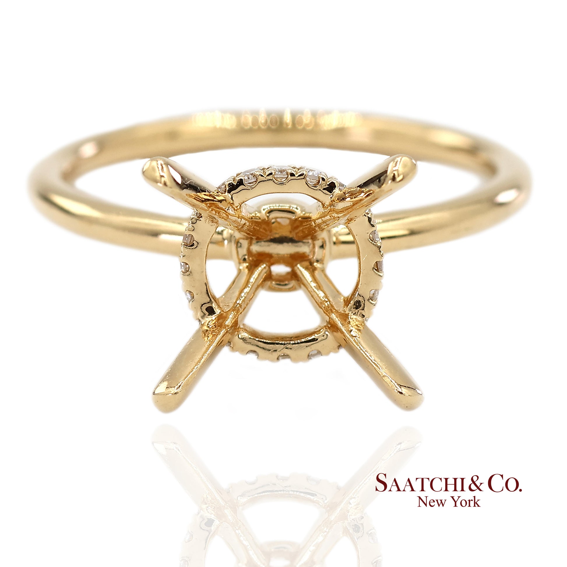 18K(750) Yellow Gold Natural Brilliant Diamond Mounting Ring