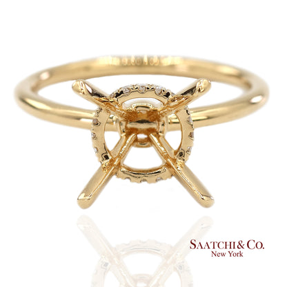 18K(750) Yellow Gold Natural Brilliant Diamond Mounting Ring