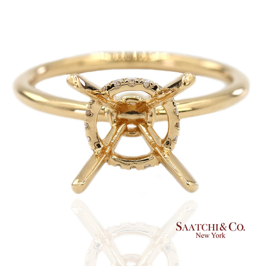 18K(750) Yellow Gold Natural Brilliant Diamond Mounting Ring