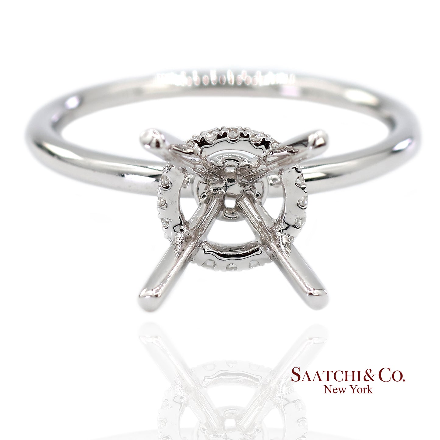 18K(750) White Gold Natural Brilliant Diamond Mounting Ring