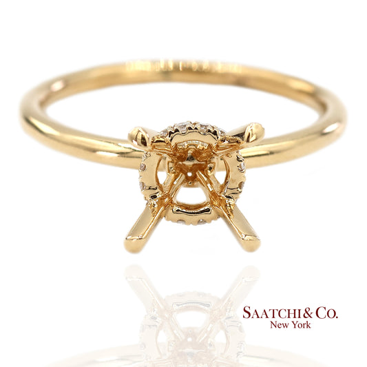18K(750) Yellow Gold Natural Brilliant Diamond Mounting Ring