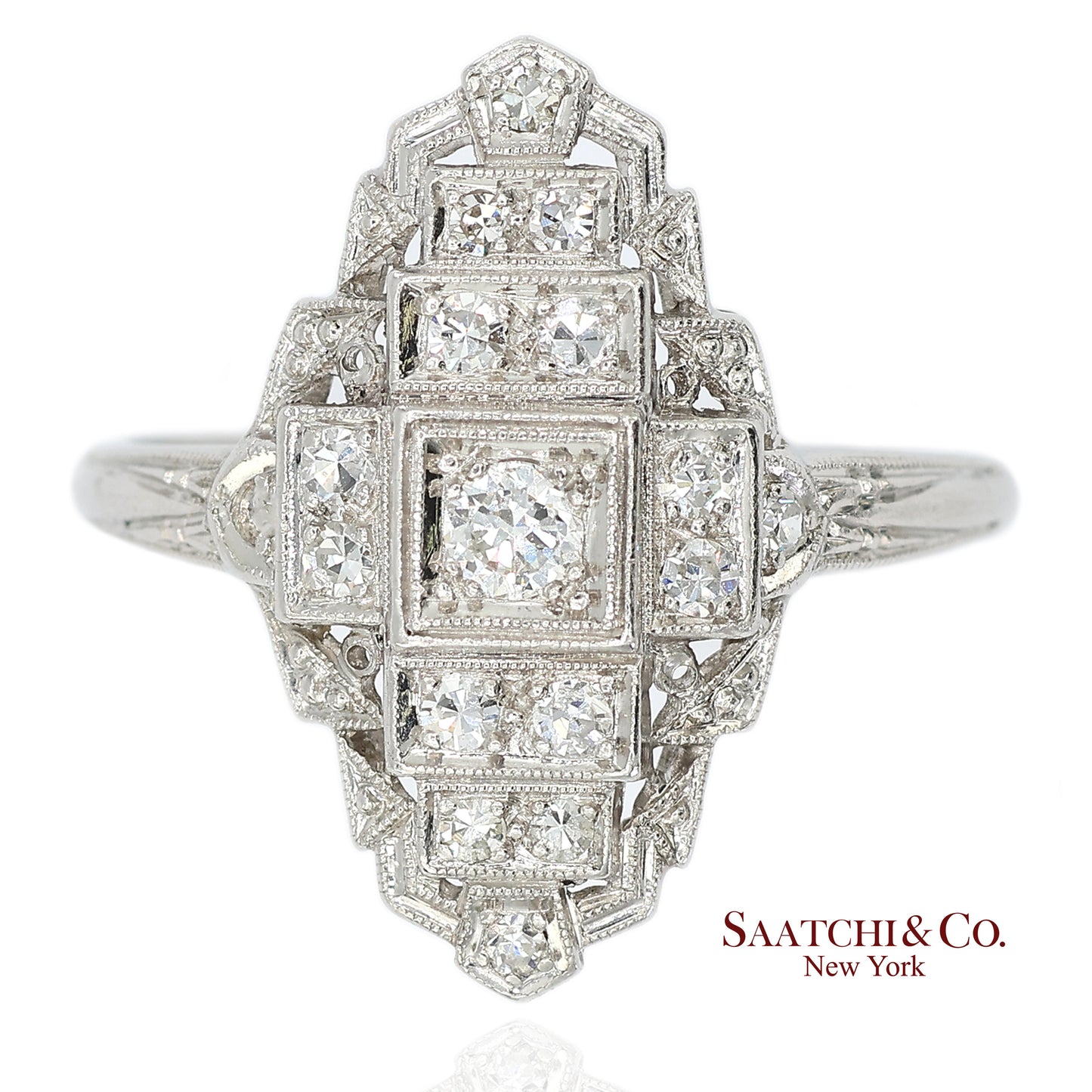 Vintage Platinum (950) Natural Diamond Old Cut Ring
